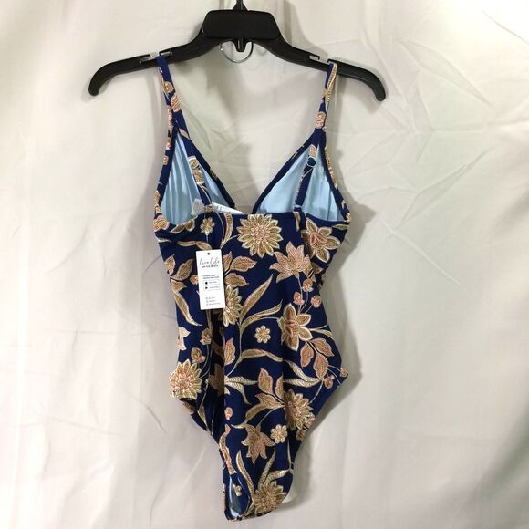 Cupshe Blue Beige Floral One Piece Swimsuit Size Small Adjustable Straps NWT - Picture 4 of 7